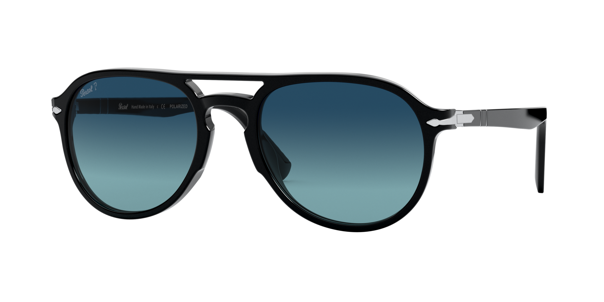 Persol PO3204S Sunglasses Black w/Polarized Green Lens 54mm 9558 PO 3204S PO 3204-S PO3204-S