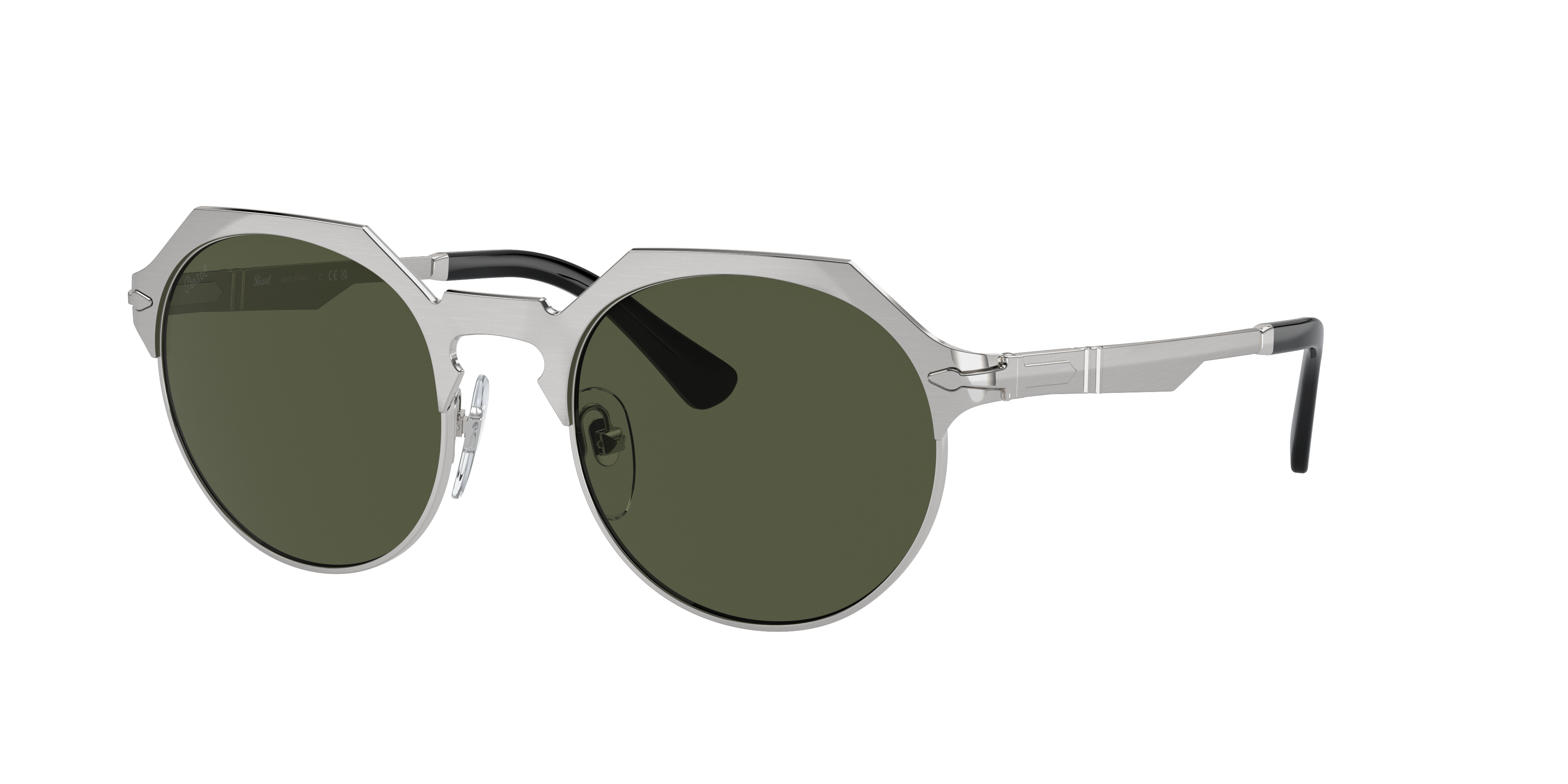 サングラス Persol FW25 Persol - 3372S SOLE - 24/B1 (3372S SOLE 24 B1) Sun PO2488S - Brushed Silver - Green - Metal | Persol